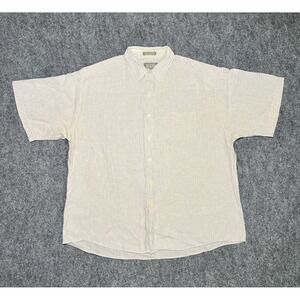 VTG Christopher Hayes Single Needle Button Up Striped Men XL Linen Cotton Blend